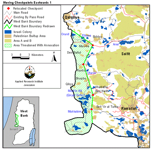 Moving Checkpoints Eastwards – settlements Effectively Annexed