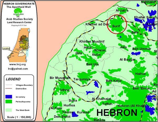 The Segregation Separation Wall hits the lands of Surif and Khibet Ad Deir- Hebron district