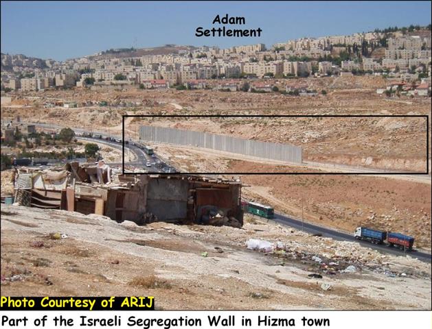 Hizma Village loses more than 60% of its lands for the construction of the Israeli Segregation Wall
