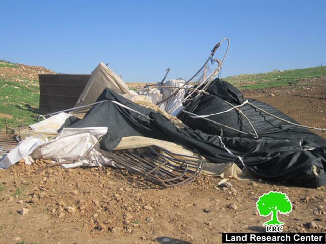 The Israeli Occupation Army demolishes Two Sheds in Jiftlik