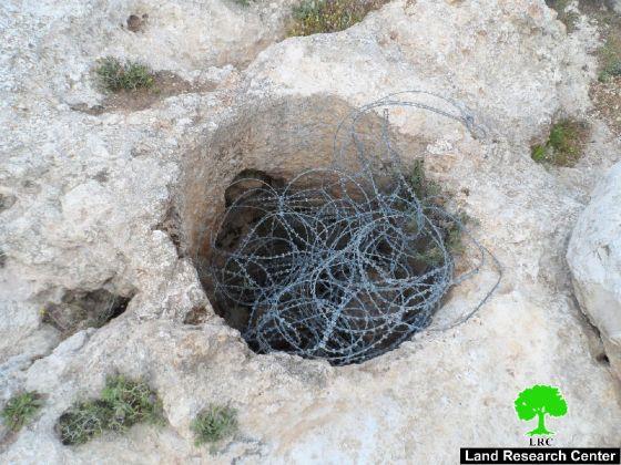 Colonists uproot saplings and damage a water well in Sa’ir