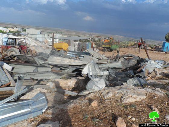 هدم عدد من الحظائر والمساكن في الأغوار الشمالية