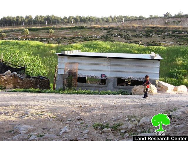 A structure ordered with demolition in Khirbet Um- Sidra- Hebron governorate