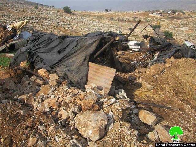 The Israeli occupation demolishes barns in Ramallah