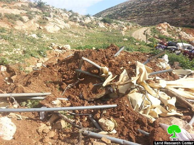 هجمة عدوانية استهدفت 12 منشأة سكنية وزراعية في خربة جعوانة شرقي بيت فوريك