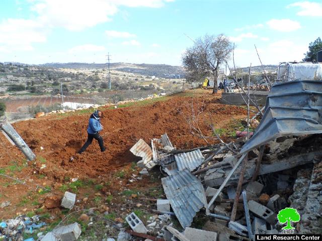 The Israeli occupation demolishes a agricultural structure in Hebron
