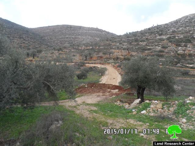 The Israeli occupation demolishes a segment of a agricultural road linking Jilijliya to the eastern farm