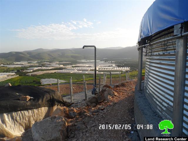 Stop-work order on a tan of water in the village of Furush Beit Dajan
