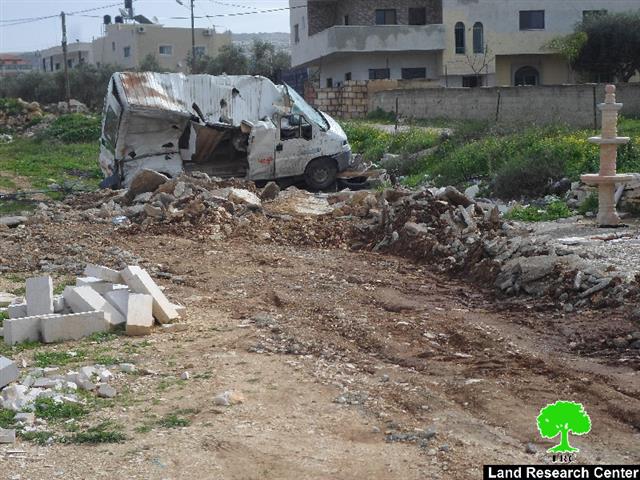 The Israeli Occupation Forces demolish three commercial stores in Ramallah