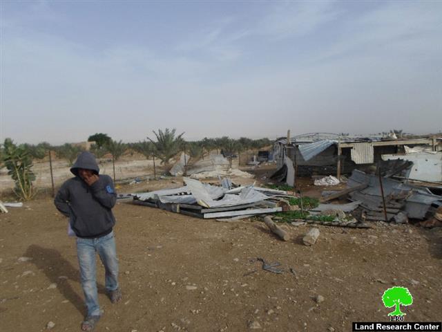 “Even funded and gifted by EU” 
The Israeli Occupation Forces demolish residential barracks east Jericho city
