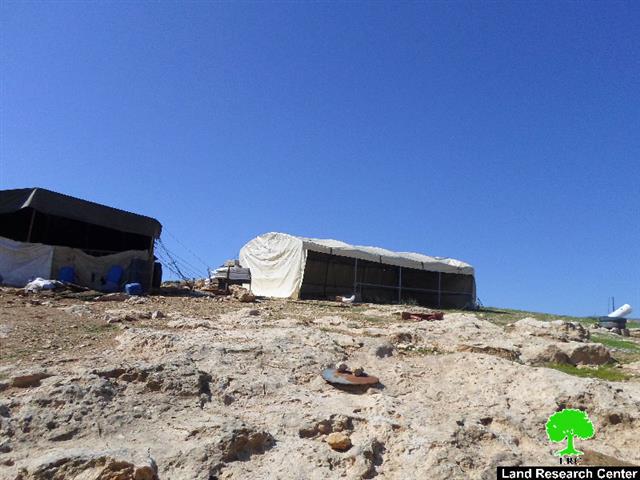 Stop-work order on a residential tent in Khirbet Al-Halawah