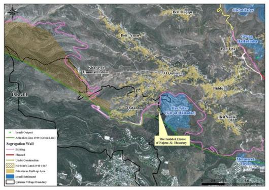 The Israeli Occupation targets the village of Qatanna