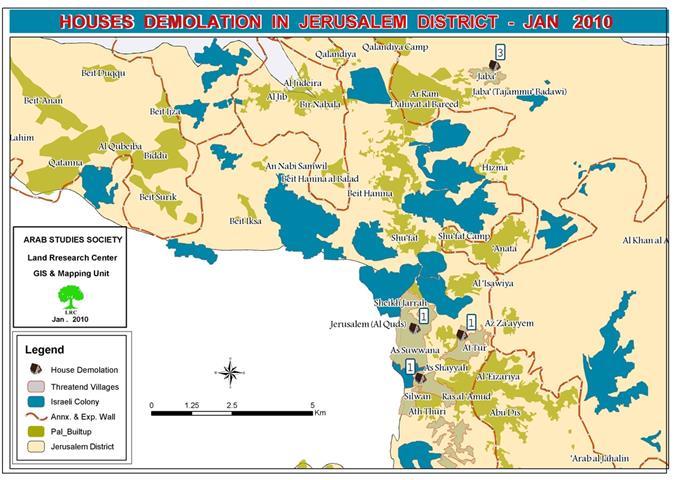 House Demolitions in the Occupied City of Jerusalem during the month of January 2010