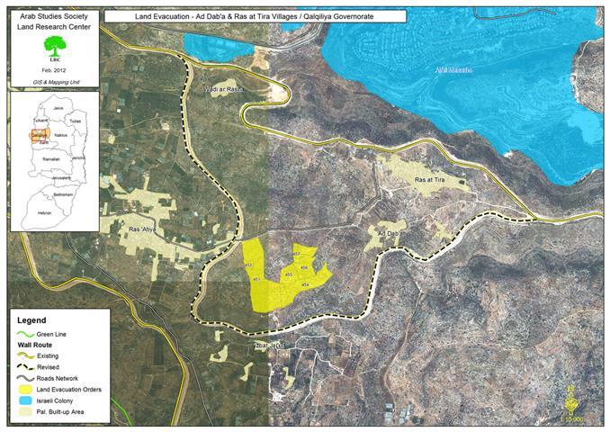 إخطارات عسكرية تتضمن الإخلاء القسري لنحو 45 دونما  في أراضي قرى رأس طيرة و الضبعة
