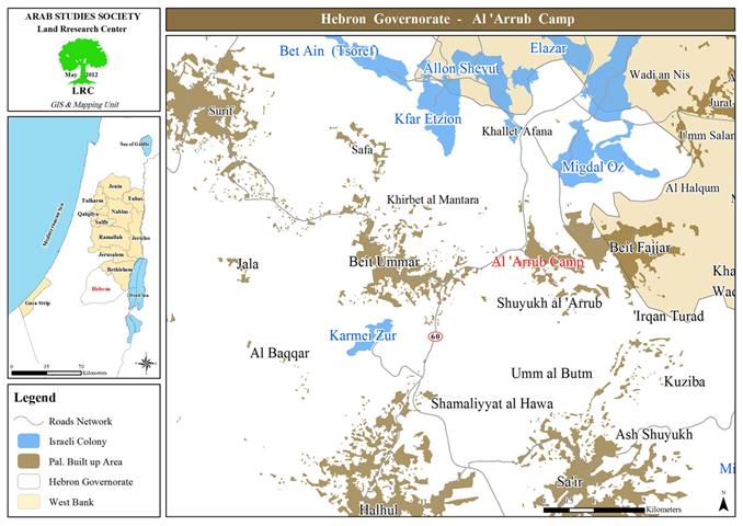 إخطارات بوقف العمل في 7 منازل بمخيم العروب شمال الخليل
