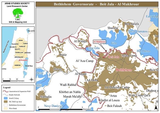 الاحتلال يهدم  غرفة زراعية في منطقة المخرور في مدينة بيت جالا