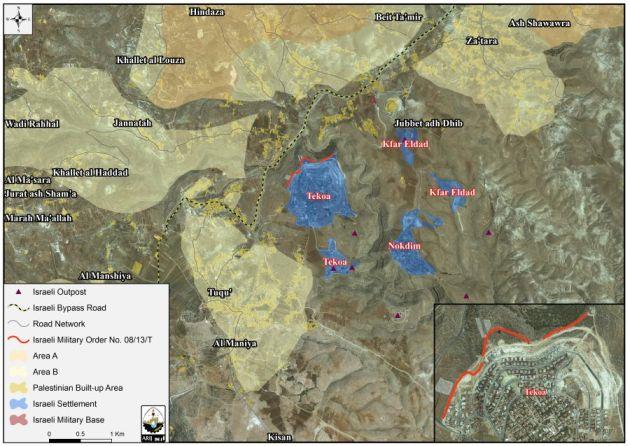 امر عسكري اسرائيلي جديد يستهدف أراضي بلدة تقوع جنوب شرق بيت لحم