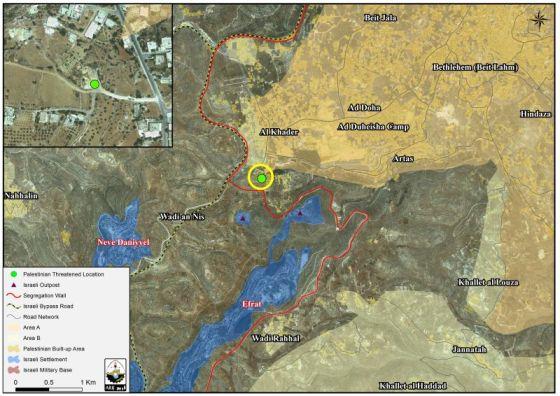 أمر عسكرية اسرائيلي لوقف العمل والبناء يستهدف منشأت في بلدة الخضر