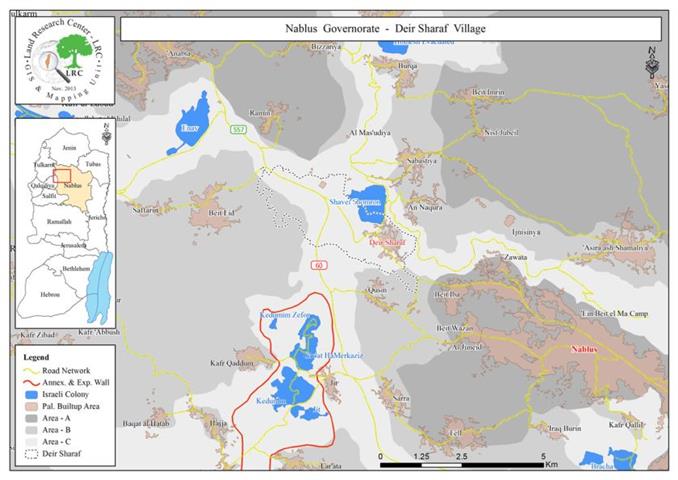 خط شعارات تحريضية على جدران المنطقة الصناعية في دير شرف وعلى طول الشارع الرئيس طولكرم – نابلس
