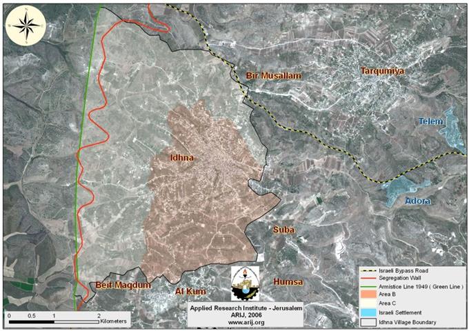 Idhna Village, clammed by the Israeli Segregation Wall