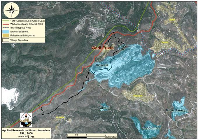 Wadi Fukin Village West of Bethlehem, “Trampling Onto a Dark Future”