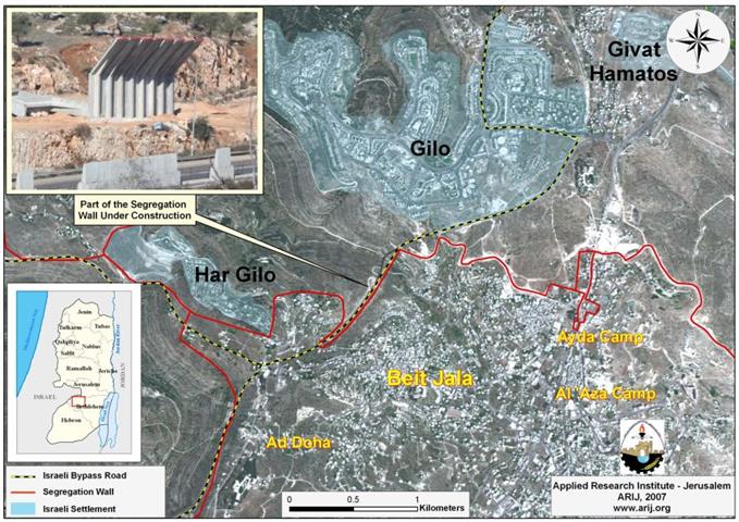 Israeli commences the construction of the Segregation Wall north of Beit Jala City