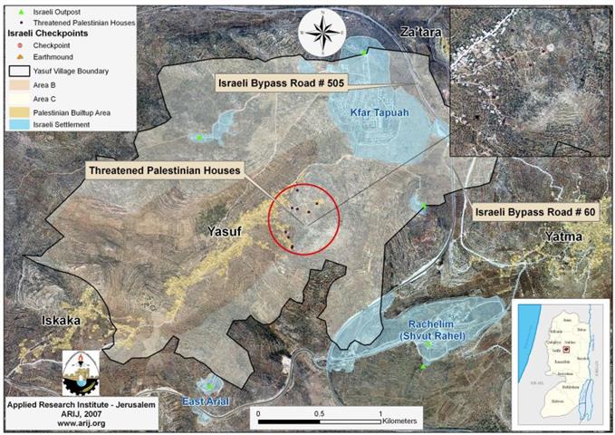 Israeli Military Notifications to halt Construction of Palestinian Houses in Yasuf Village