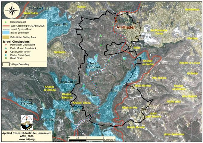 Al Khader Village to lose its lands for the construction of the Israeli Segregation Wall