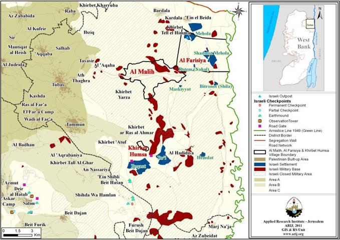 The unjustifiable Israeli demolition campaign in the Occupied Palestinian territory  The Israeli bulldozers target Kherbit Al Humsa and Furush Beit Dajan with demolition”