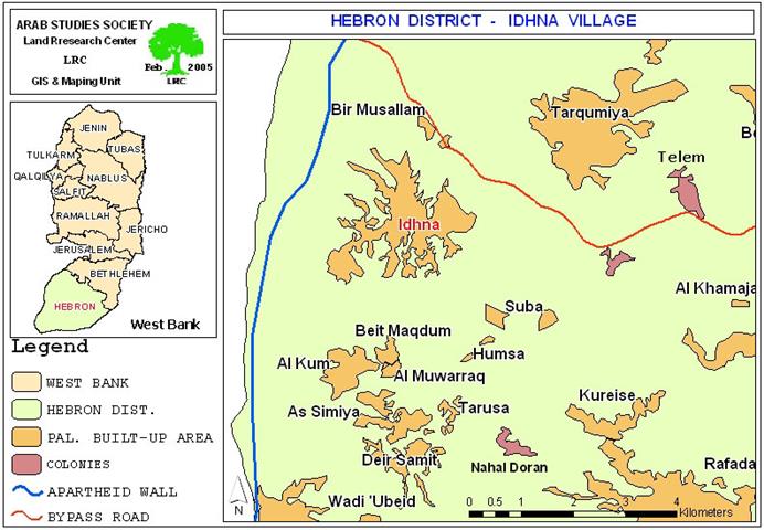 The Segregation Wall is taking what has remained of Idhna Town land.