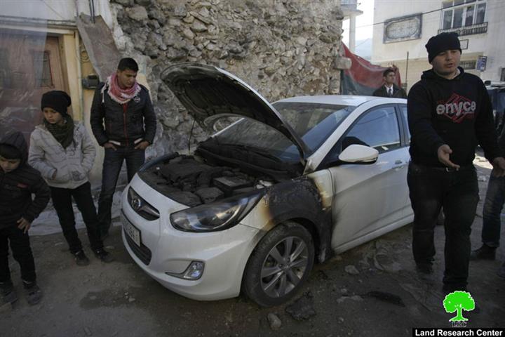 حرق سيارتين في قرية مادما / محافظة نابلس