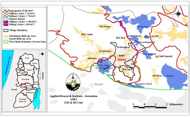 Resumption of the Segregation Wall constructions in Biddu Village-northwest of Jerusalem city