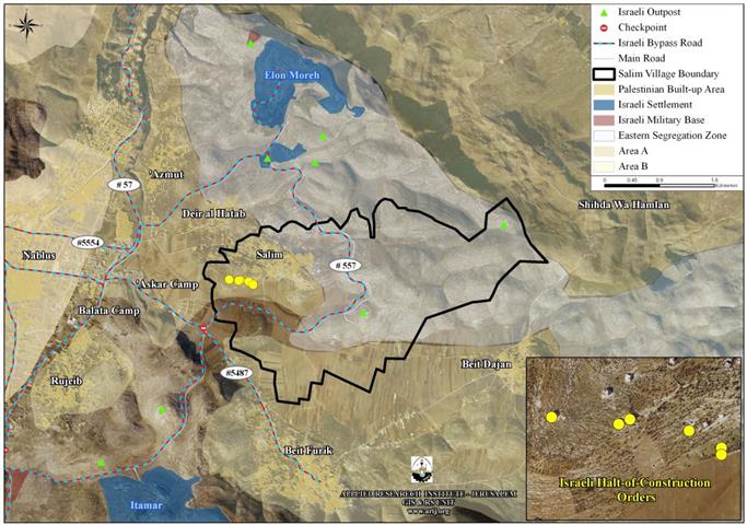 Israeli Halt-of-Construction Orders to 17 Palestinian houses in Salim Village