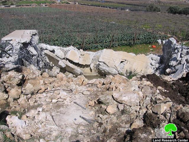 هدم بركة مياه لعائلة جابر في حي البقعة شرق الخليل