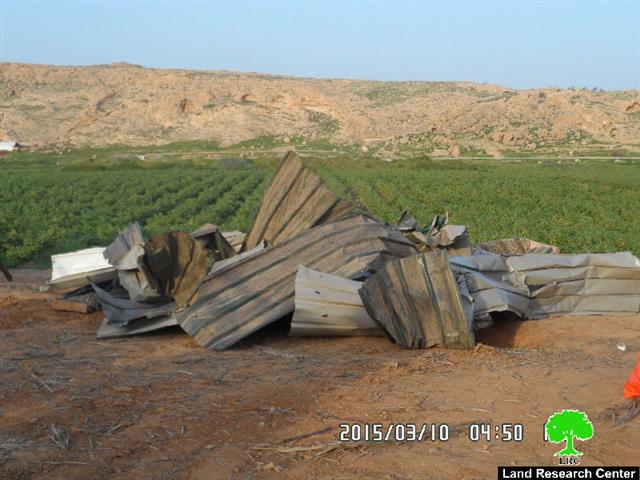 Demolition of six agricultural barracks in the Jericho village of Jiftlik