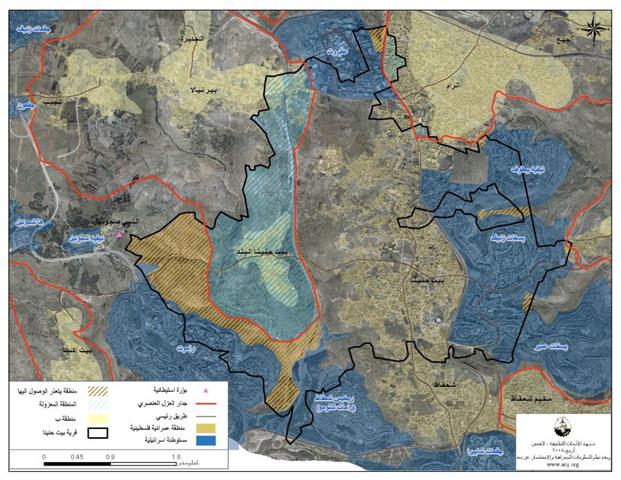 جدار العزل العنصري يلتهم المزيد من الاراضي الفلسطينية في بلدة بيت حنينا