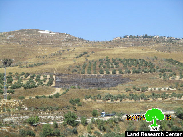 مستعمرو مستعمرة ” يتسهار” يضرمون النيران في الأراضي الزراعية في بورين