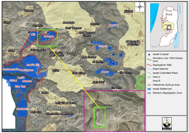The settlement of Na’aleh expands on lands of Deir Qiddis