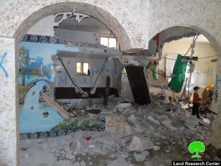 Israeli Occupation Forces demolish the residence of martyr Ehab Maswadeh’s father in Hebron