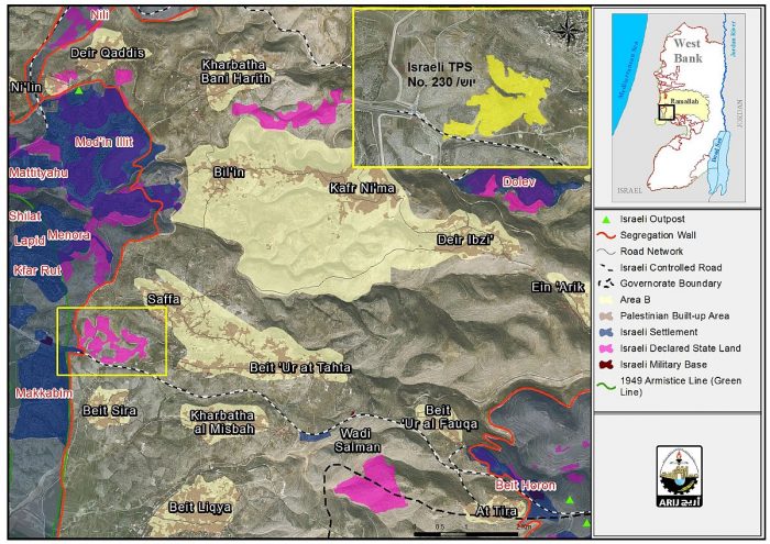 Israel uses State Land Declarations to establish a new Israeli industrial zone on lands of west Ramallah villages