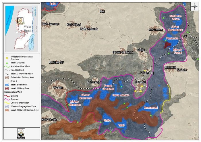 Israeli Halt of construction orders in Al Funduq and Jinsafut villages in Qalqilyia Governorate
