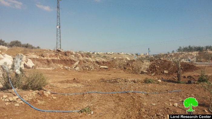 The Israeli occupation municipality demolishes a tent and ravages agricultural land in Sur Baher village in Jerusalem
