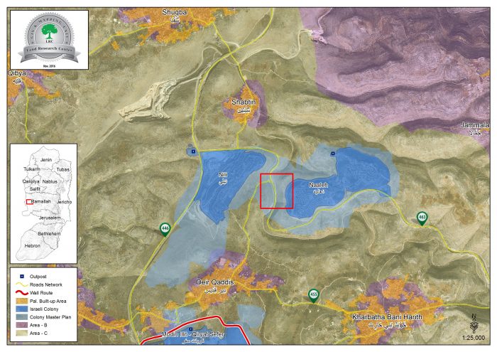Na’aleh colony pumps waste water into lands of Shabtin village in Ramallah city