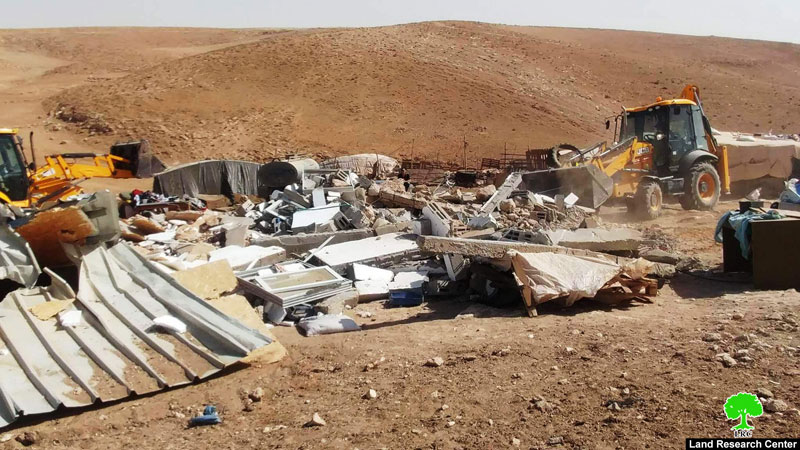 Israeli Occupation Forces demolish a residence in the Masafer Yatta hamlet of Al-Halawah