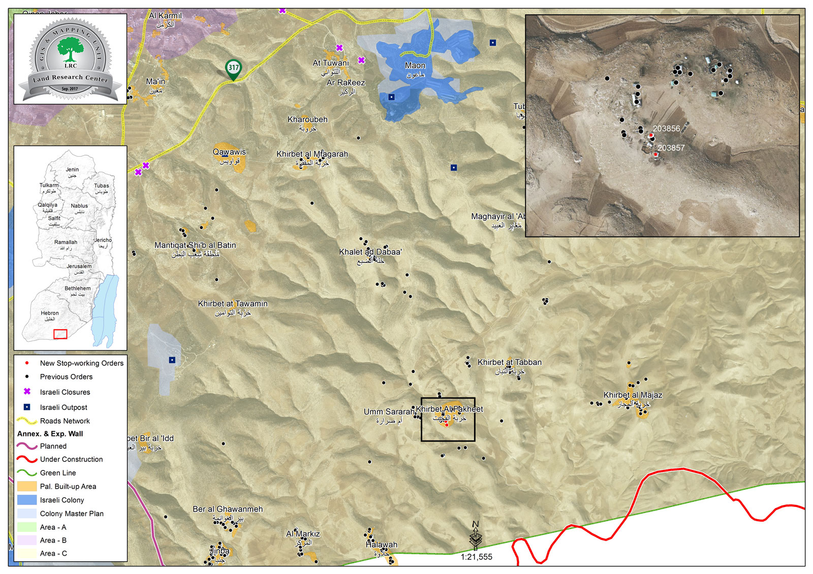 Stop-work order on structures in the Yatta hamlet of Al-Fakhit