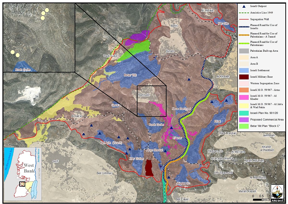 Israeli demolition campaign targeting Palestinian homes and structures in the village of Nahalin southwest of Bethlehem city