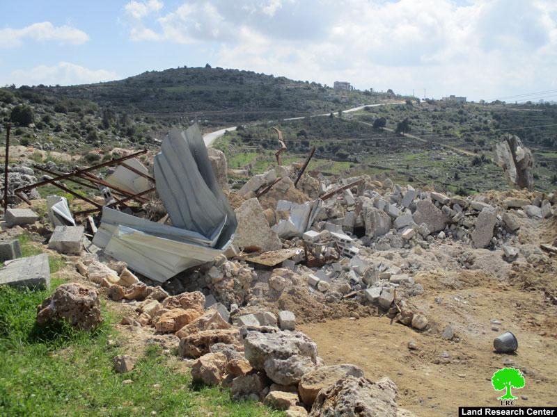 Israeli Occupation Forces demolish agricultural barrack in Ramallah