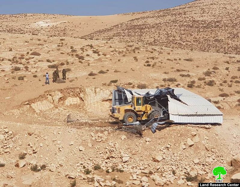 Demolition of  an agricultural facility in At-Tuba- east Yutta- Hebron governorate