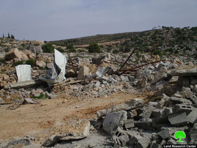Demolition of an agricultural Barracks in Kafr Malik town / Ramallah governorate