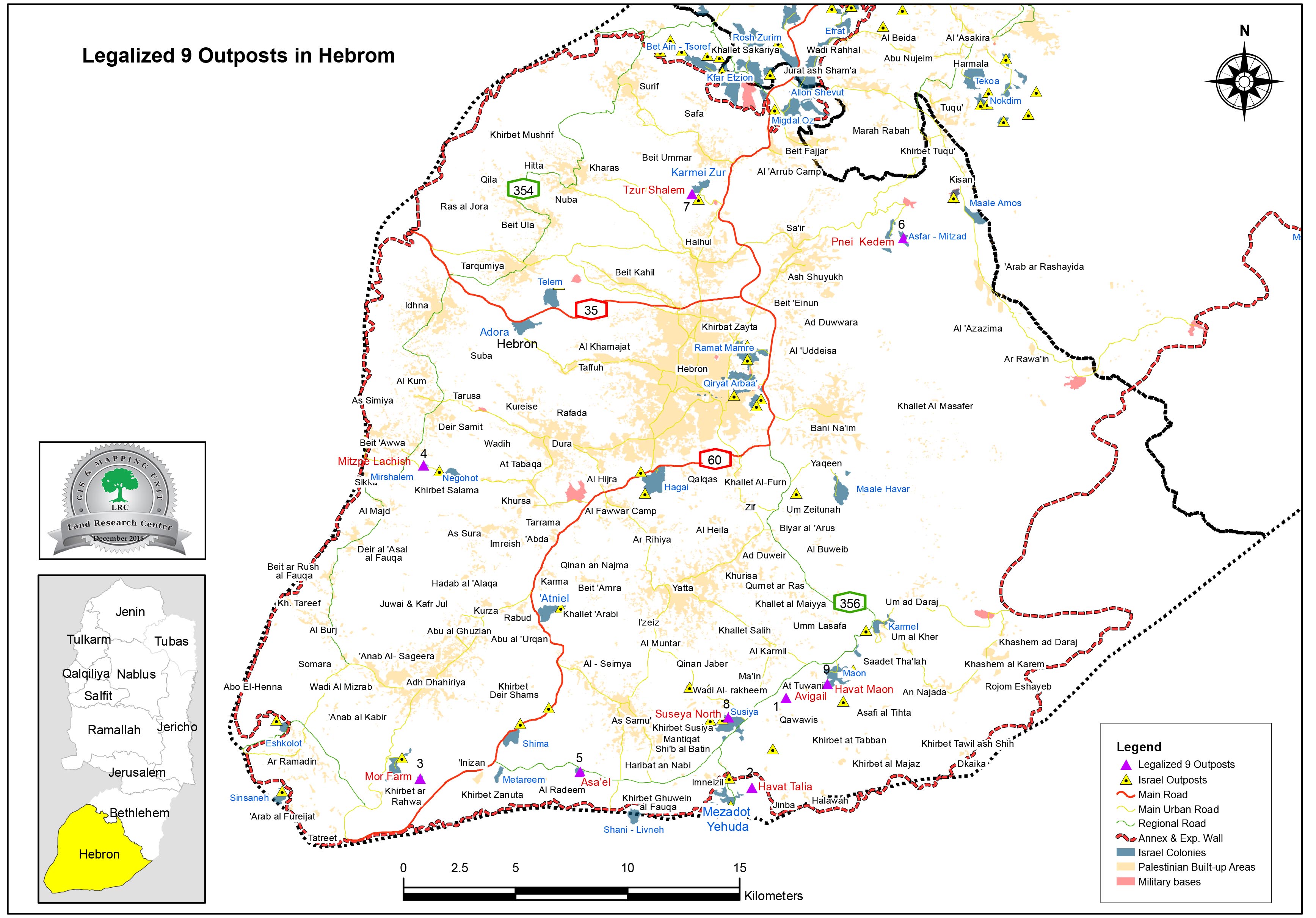 سلطات الاحتلال تنوي شرعنة (9) بؤر استيطانية مقامة على أراضي محافظة الخليل